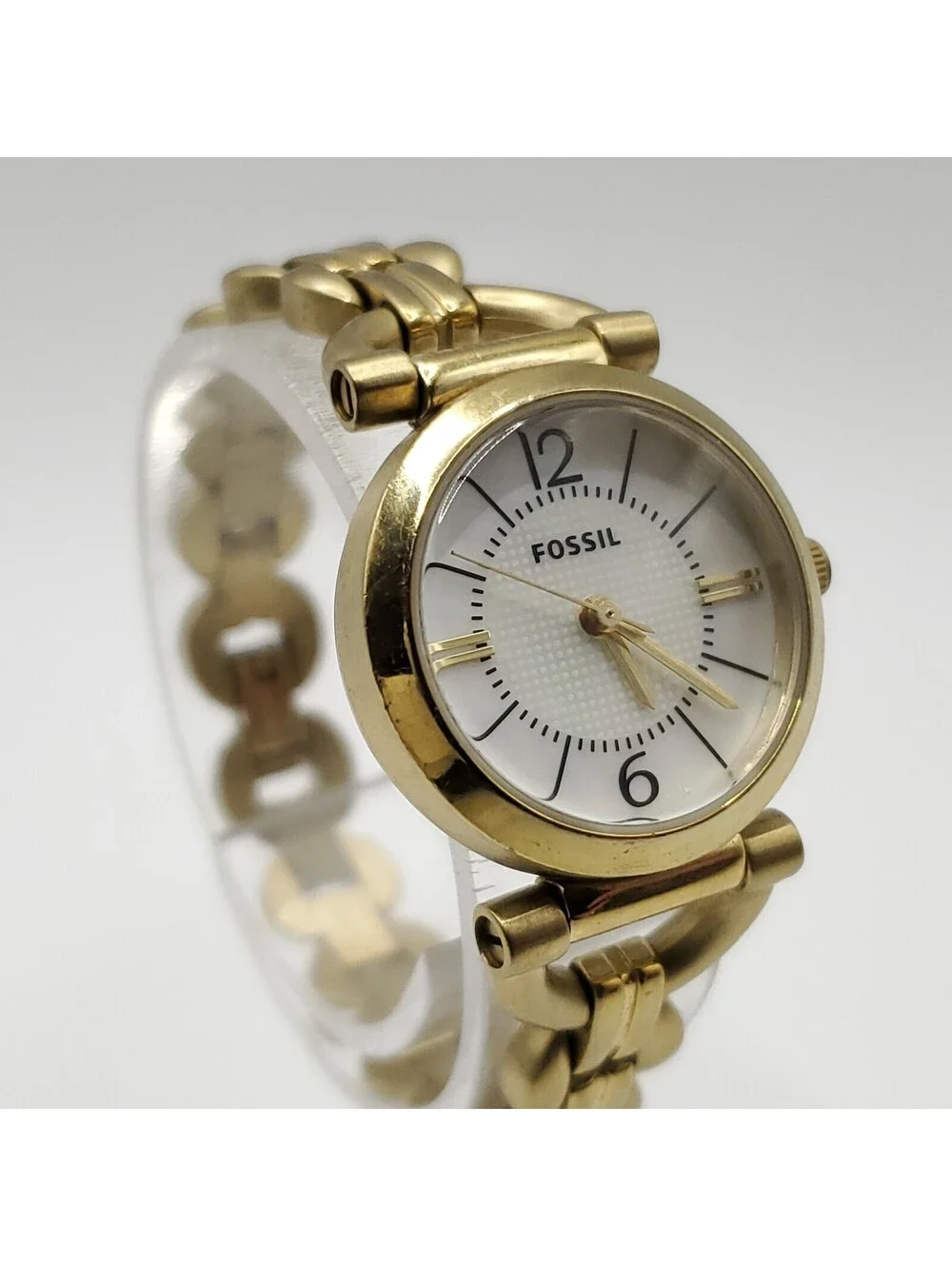 Fossil ES2495 Gold Tone Watch Women 24mm MOP Dial New Battery